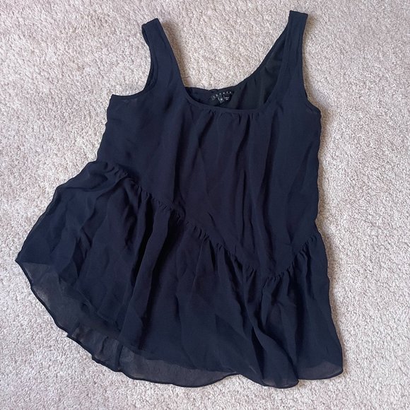 Theory Black Chiffon Sleeveless Blouse Size L - Picture 1 of 2